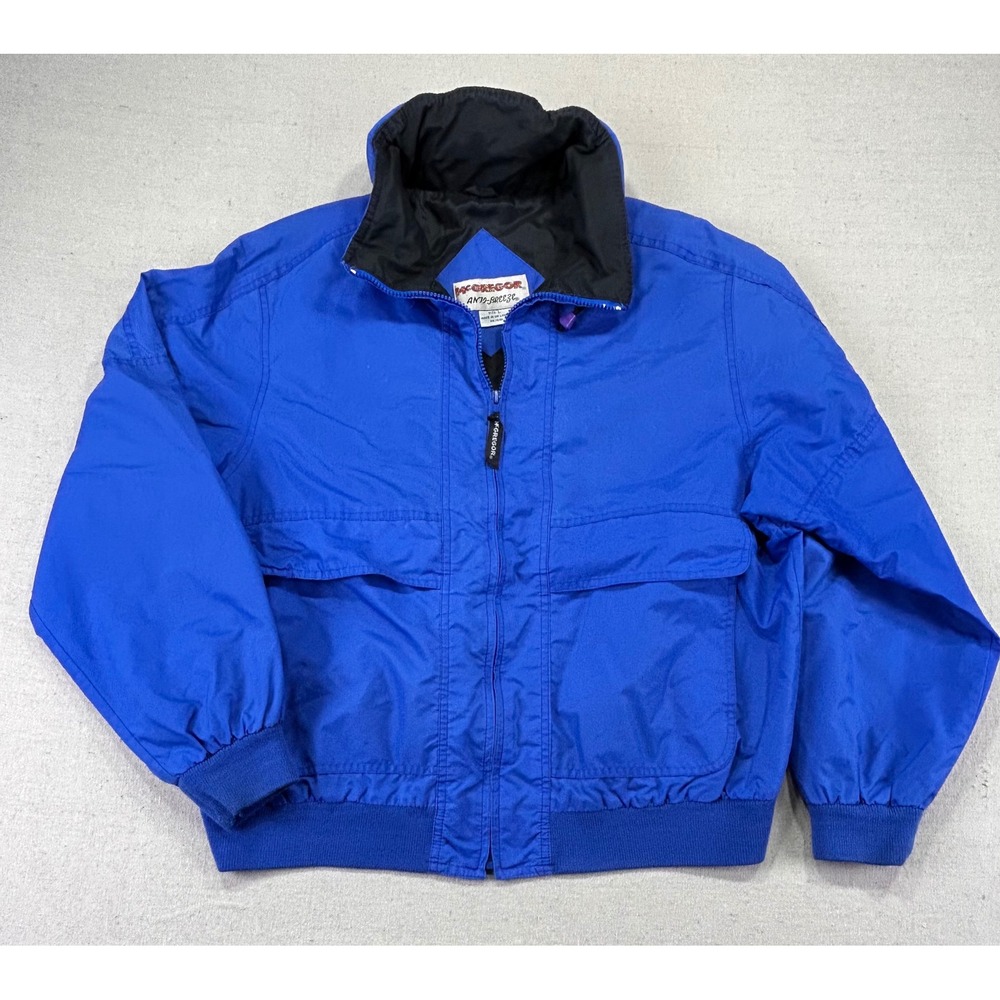 Vintage McGregor Anti-Breeze Mens Large Blue Nylon Bomber Jacket Windbreaker